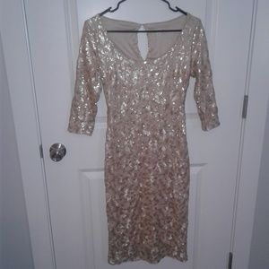 Gold 1/4 sleeve classic dress